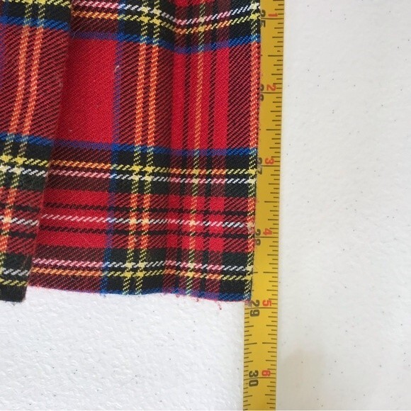 Vintage In Sync Black Ribbed Knit Drop Waist Red Tartan Plaid Dress Women's 24 - Picture 9 of 13